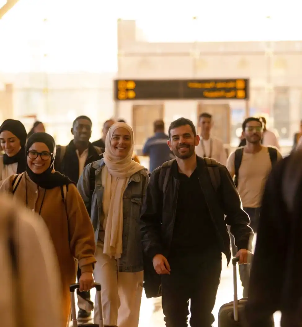 Familie op de luchthaven